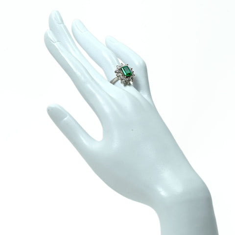【中古】Pt900 EMERALD エメラルド リング E1.59ct D1.39ct 7.9g コロンビアムゾー鉱山産 GRS鑑別書付き