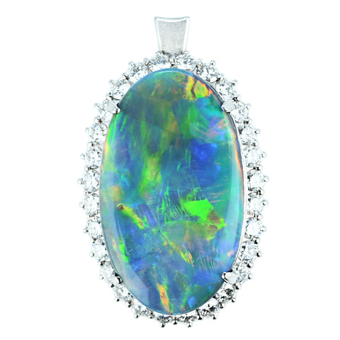 【中古】PT900 BLACK OPAL PENDANT TOP ブラックオパールペンダント 18.85ct D2.27ct ジェムリサーチジャパンソーティング 14.0g