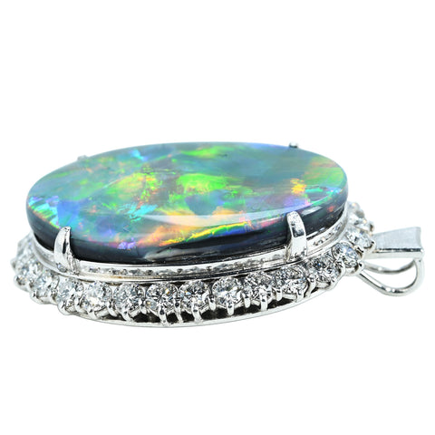 【中古】PT900 BLACK OPAL PENDANT TOP ブラックオパールペンダント 18.85ct D2.27ct ジェムリサーチジャパンソーティング 14.0g