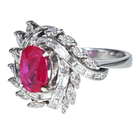 【中古】PT900 RUBY RING ルビーリング R2.018ct D1.57ct CGLソーティング 11.5g ＃12