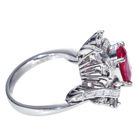 【中古】PT900 RUBY RING ルビーリング R2.018ct D1.57ct CGLソーティング 11.5g ＃12
