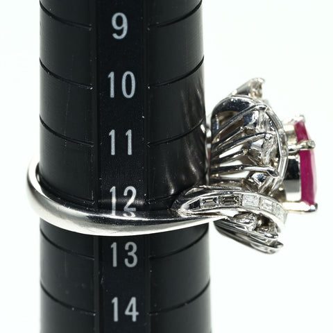 【中古】PT900 RUBY RING ルビーリング R2.018ct D1.57ct CGLソーティング 11.5g ＃12