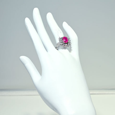 【中古】PT900 RUBY RING ルビーリング R2.018ct D1.57ct CGLソーティング 11.5g ＃12