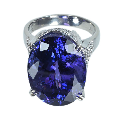 【中古】PT900 TANZANITE タンザナイトリング T24.61ct D0.66ct 15.0g #13