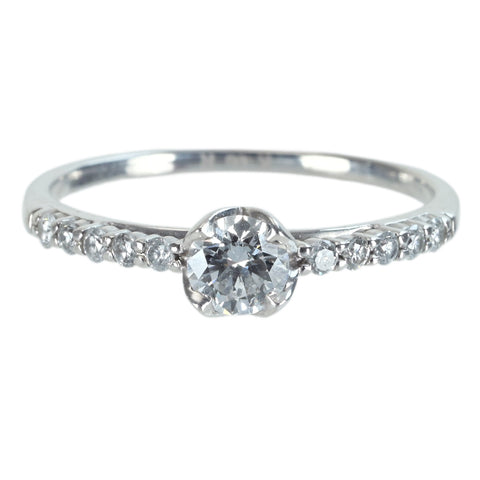 【中古】PT900 DIAMONDダイヤモンドリング 0.250ct D0.13ct CGL鑑定書 1.7g #9