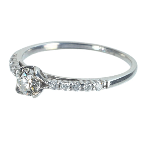 【中古】PT900 DIAMONDダイヤモンドリング 0.250ct D0.13ct CGL鑑定書 1.7g #9