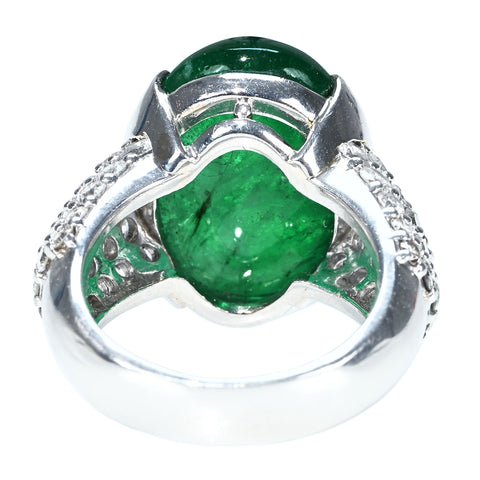 【中古】PT900 EMERALDエメラルドリング E16.55ct D1.98ct 19.3g #13