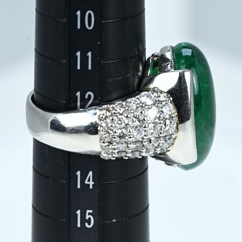 【中古】PT900 EMERALDエメラルドリング E16.55ct D1.98ct 19.3g #13