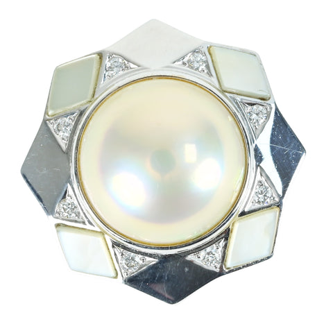 【中古】TASAKI タサキ K18WG MABE PEARL PENDANT マベパールペンダントトップ  P13.0mm D 0.10ct 5.6g ONE PRICE