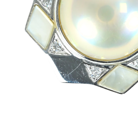 [Pre-owned] TASAKI K18WG MABE PEARL PENDANT Mabe pearl pendant top P13.0mm D 0.10ct 5.6g One Price