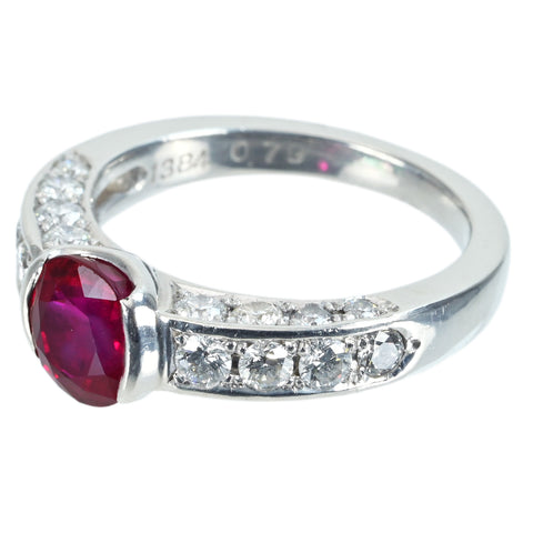 【中古】Queen（平和堂貿易）PT950 RUBYビルマ産ルビーリング R1.384ct D0.79ct GIA鑑別書 6.4g #9