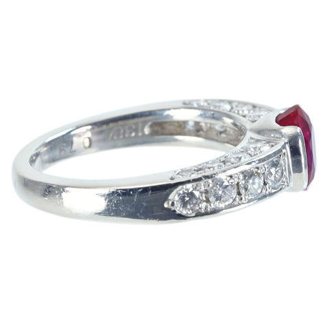 【中古】Queen（平和堂貿易）PT950 RUBYビルマ産ルビーリング R1.384ct D0.79ct GIA鑑別書 6.4g #9