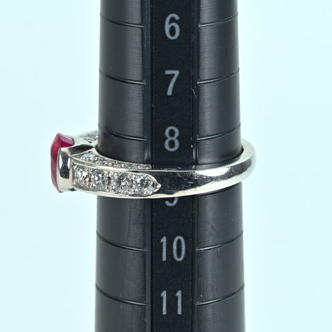 【中古】Queen（平和堂貿易）PT950 RUBYビルマ産ルビーリング R1.384ct D0.79ct GIA鑑別書 6.4g #9