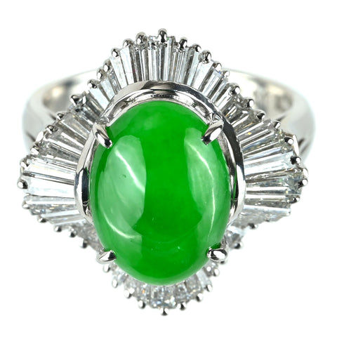 【中古】PT900 JADEITE ヒスイ リング J4.49ct D1.75ct 11.0g #11