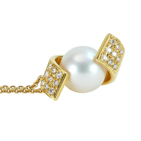 【中古】MIKIMOTO ミキモト K18YG PEARL NECKLACE パールペンダントネックレス P9.9mm 7.7g ONE PRICE