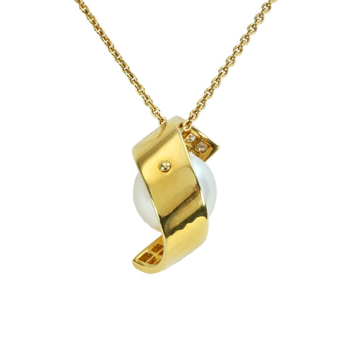 【中古】MIKIMOTO ミキモト K18YG PEARL NECKLACE パールペンダントネックレス P9.9mm 7.7g ONE PRICE