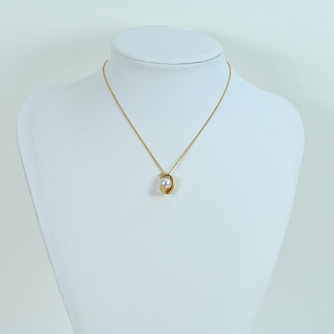 【中古】MIKIMOTO ミキモト K18YG PEARL NECKLACE パールペンダントネックレス P9.9mm 7.7g ONE PRICE