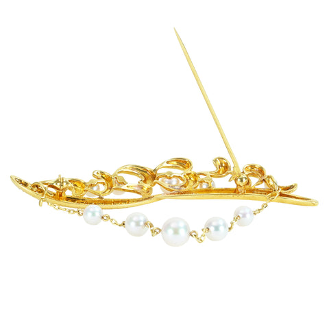 【中古】MIKIMOTO ミキモト18YG AKOYA BROACH アコヤパールブローチ P3.5-6.5mm 11.3g ONE PRICE