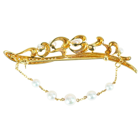 【中古】MIKIMOTO ミキモト18YG AKOYA BROACH アコヤパールブローチ P3.5-6.5mm 11.3g ONE PRICE