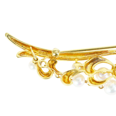 【中古】MIKIMOTO ミキモト18YG AKOYA BROACH アコヤパールブローチ P3.5-6.5mm 11.3g ONE PRICE