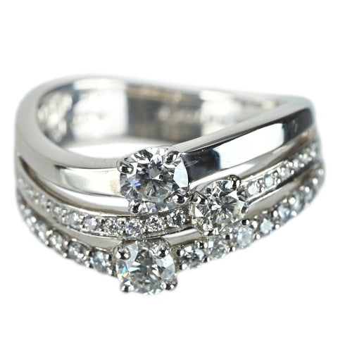 【中古】TRILOGY トリロジー PT900 DIAMOND ダイヤモンドリング D0.71ct D0.35ct 8.5g #8.5
