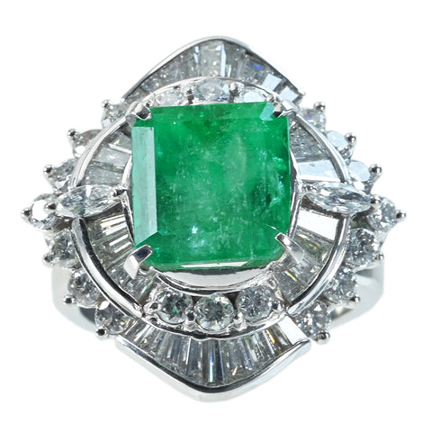 【中古】PT900 EMERALD RING エメラルドリング E5.89ct D2.37ct 19.8g #15