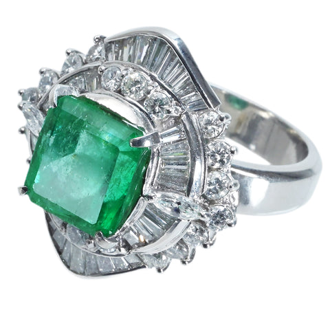 【中古】PT900 EMERALD RING エメラルドリング E5.89ct D2.37ct 19.8g #15
