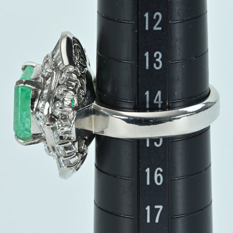 【中古】PT900 EMERALD RING エメラルドリング E5.89ct D2.37ct 19.8g #15
