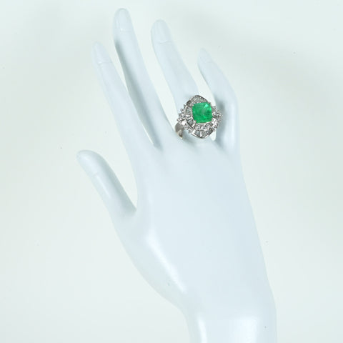 【中古】PT900 EMERALD RING エメラルドリング E5.89ct D2.37ct 19.8g #15