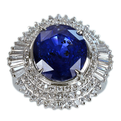 【中古】PT900 SAPPHIRE RING サファイアリング S9.14ct D1.30ct 16.2g #12