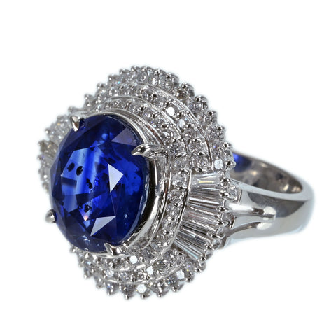 【中古】PT900 SAPPHIRE RING サファイアリング S9.14ct D1.30ct 16.2g #12