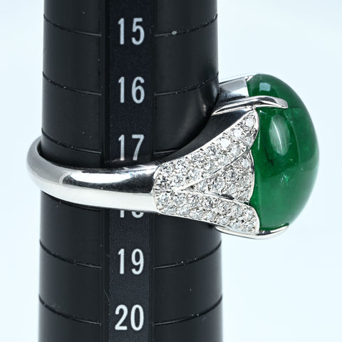 【中古】 RING PT900 EMERALDエメラルドリング E16.83ct D0.84ct CGLソーティング 16.1g #18