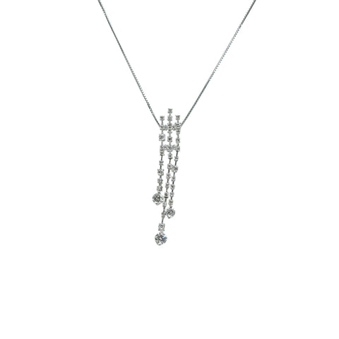 【中古】K18WG DIAMONDダイヤモンドペンダントネックレス D1.08ct 6.3g