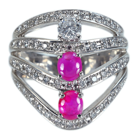 【中古】PT900 STAR RUBY RING スタールビーリング SR1.38ct D0.30ct D0.57ct 16.2g #13