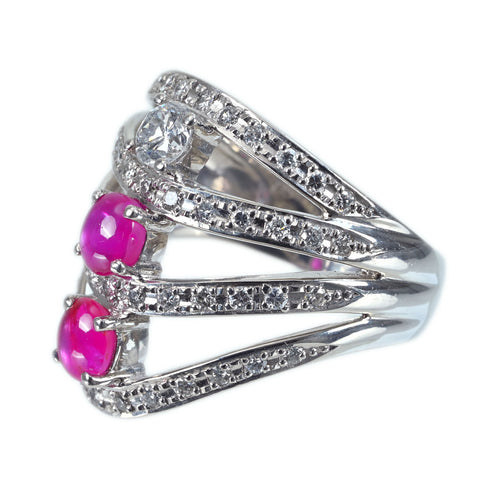 【中古】PT900 STAR RUBY RING スタールビーリング SR1.38ct D0.30ct D0.57ct 16.2g #13