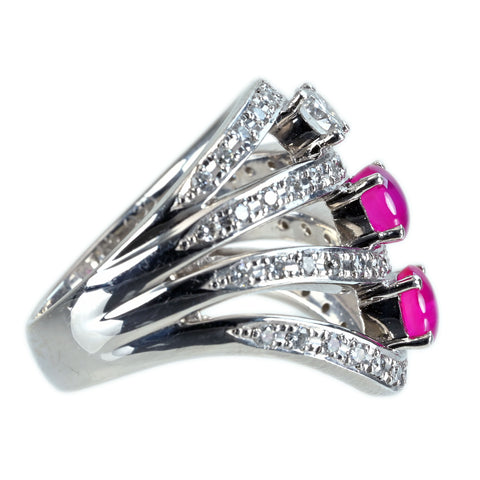 【中古】PT900 STAR RUBY RING スタールビーリング SR1.38ct D0.30ct D0.57ct 16.2g #13