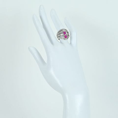 【中古】PT900 STAR RUBY RING スタールビーリング SR1.38ct D0.30ct D0.57ct 16.2g #13