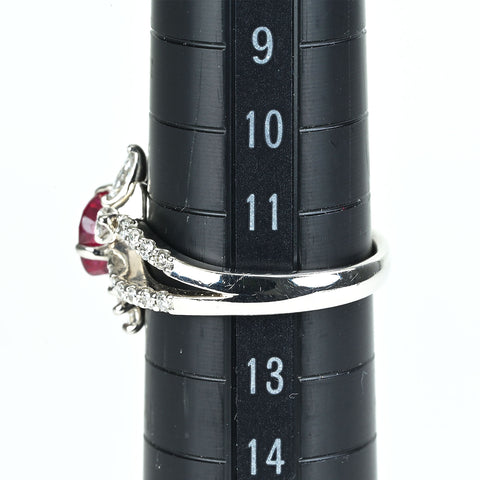 【中古】PT900 RUBYマダガスカル産 非加熱ルビーリング R2.04ct D0.85ct GRS鑑別書 7.3g ＃12.5