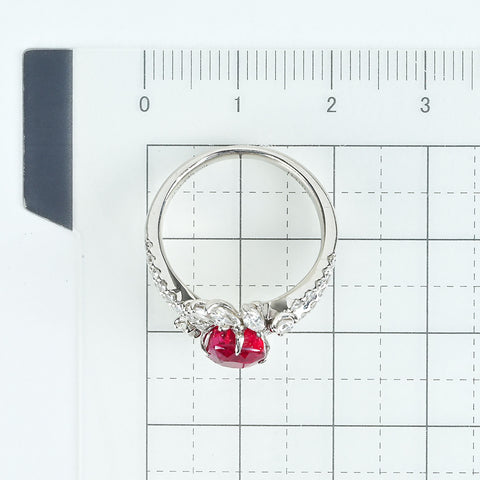 【中古】PT900 RUBYマダガスカル産 非加熱ルビーリング R2.04ct D0.85ct GRS鑑別書 7.3g ＃12.5
