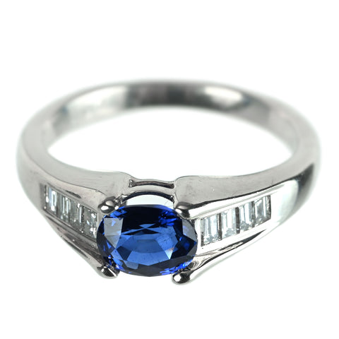 【中古】PT900 SAPPHIRE サファイア 非加熱サファイア リング S1.04ct D0.26ct 6g GIA 産地証明鑑別書