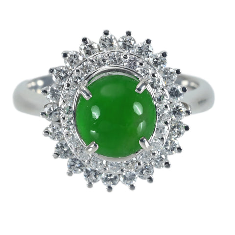 【中古】PT900 JADEITEヒスイリング J2.01ct D1.26ct 7.6g #9