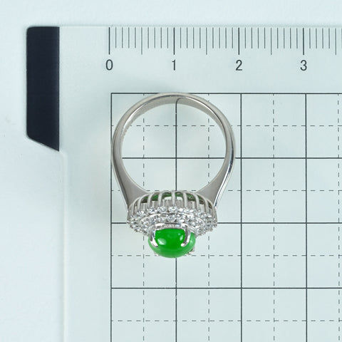 【中古】PT900 JADEITEヒスイリング J2.01ct D1.26ct 7.6g #9