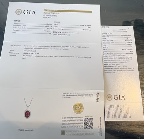 【中古】PT850/PT900 RUBY NECKLACE モザンビーク産ルビーペンダントネックレス R8.792ct D0.97ct GIA鑑別書 8.3g