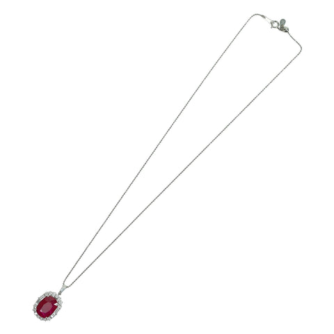 【中古】PT850/PT900 RUBY NECKLACE モザンビーク産ルビーペンダントネックレス R8.792ct D0.97ct GIA鑑別書 8.3g