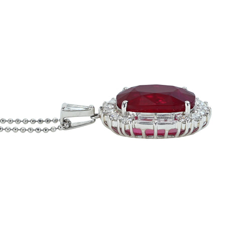 【中古】PT850/PT900 RUBY NECKLACE モザンビーク産ルビーペンダントネックレス R8.792ct D0.97ct GIA鑑別書 8.3g
