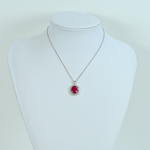 【中古】PT850/PT900 RUBY NECKLACE モザンビーク産ルビーペンダントネックレス R8.792ct D0.97ct GIA鑑別書 8.3g