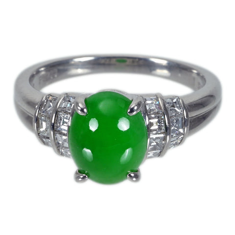 【中古】PT900 JADEITEヒスイリング J2.16ct D0.43ct ソーティング 5.7g #10