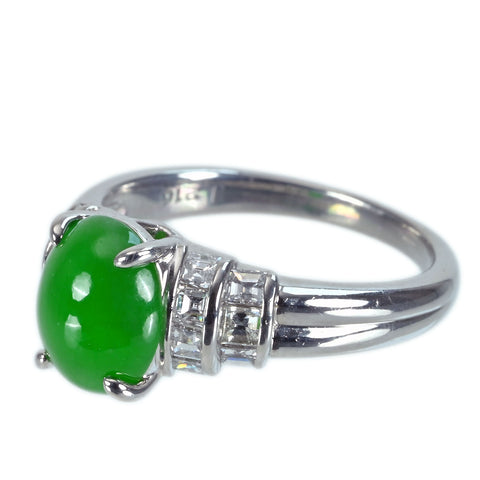 【中古】PT900 JADEITEヒスイリング J2.16ct D0.43ct ソーティング 5.7g #10