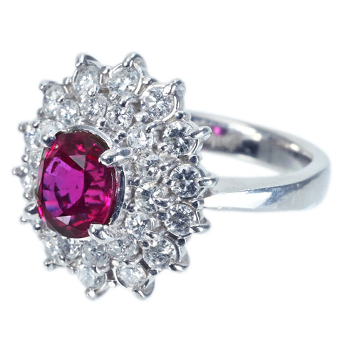 [Used] PT900 RUBY RING Ruby Ring R1.416ct D0.80ct 7.8g #6 CGL Sorting 