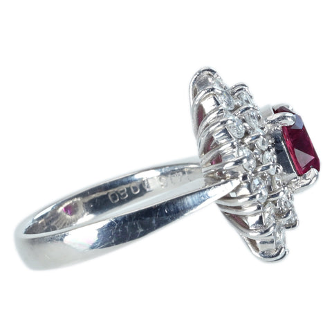 [Used] PT900 RUBY RING Ruby Ring R1.416ct D0.80ct 7.8g #6 CGL Sorting 